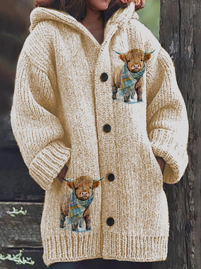 Women's Highland Cow Knitted Jacket