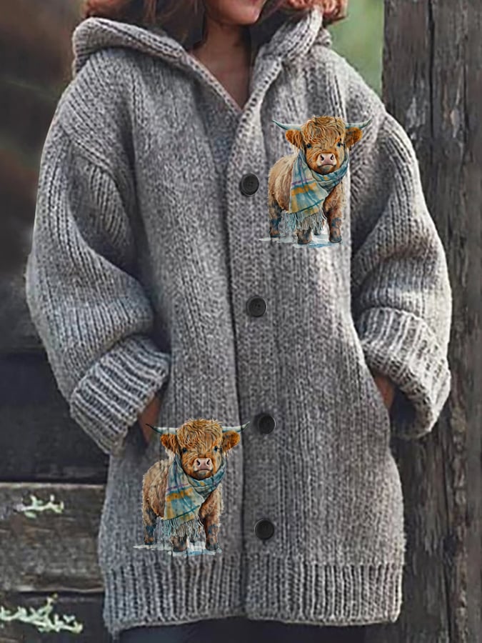 Women's Highland Cow Knitted Jacket