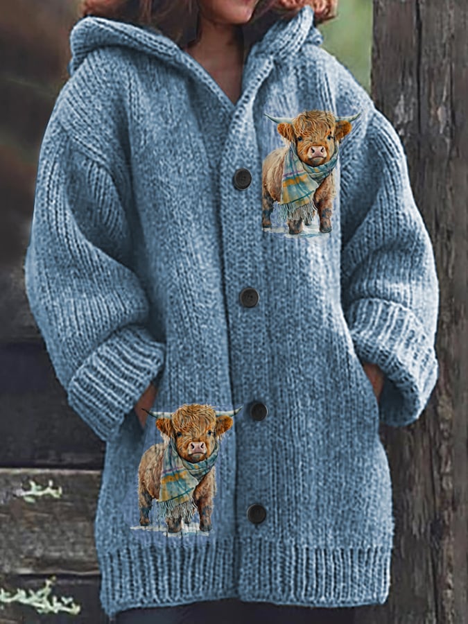 Women's Highland Cow Knitted Jacket
