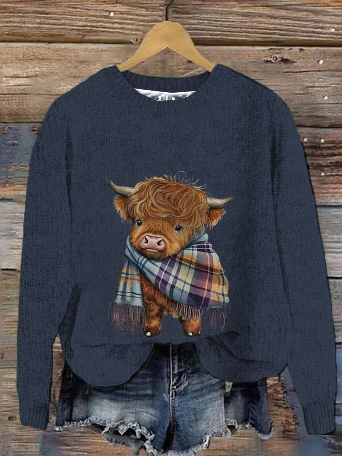 Women's West Highland Cow Printe  Casual Sweatshirt