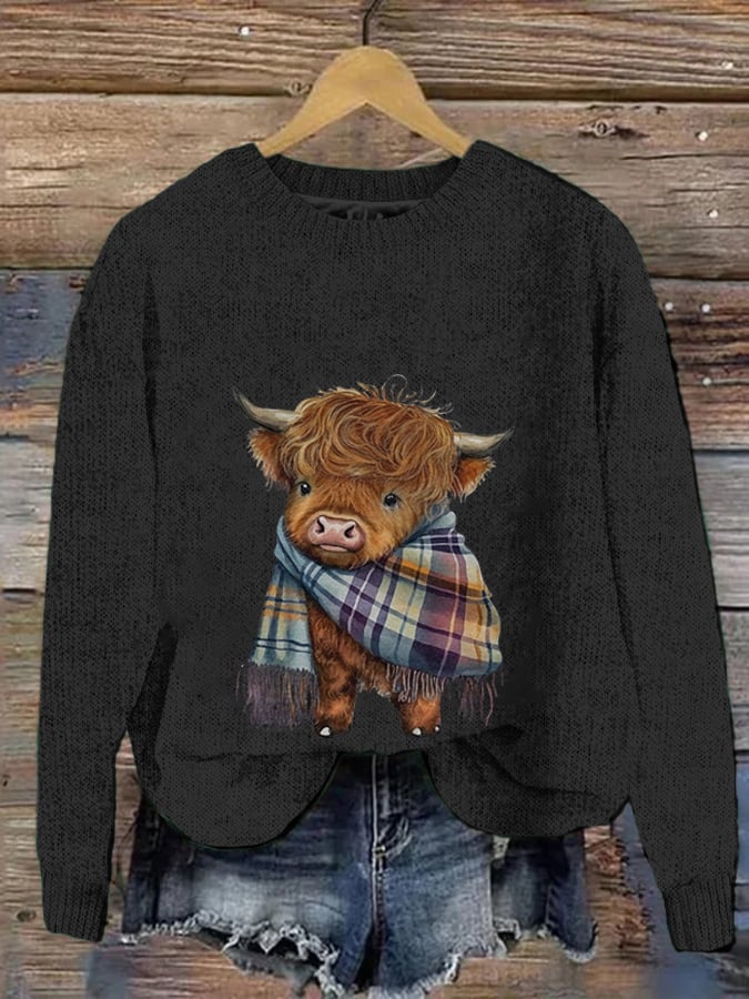 Women's West Highland Cow Printe  Casual Sweatshirt