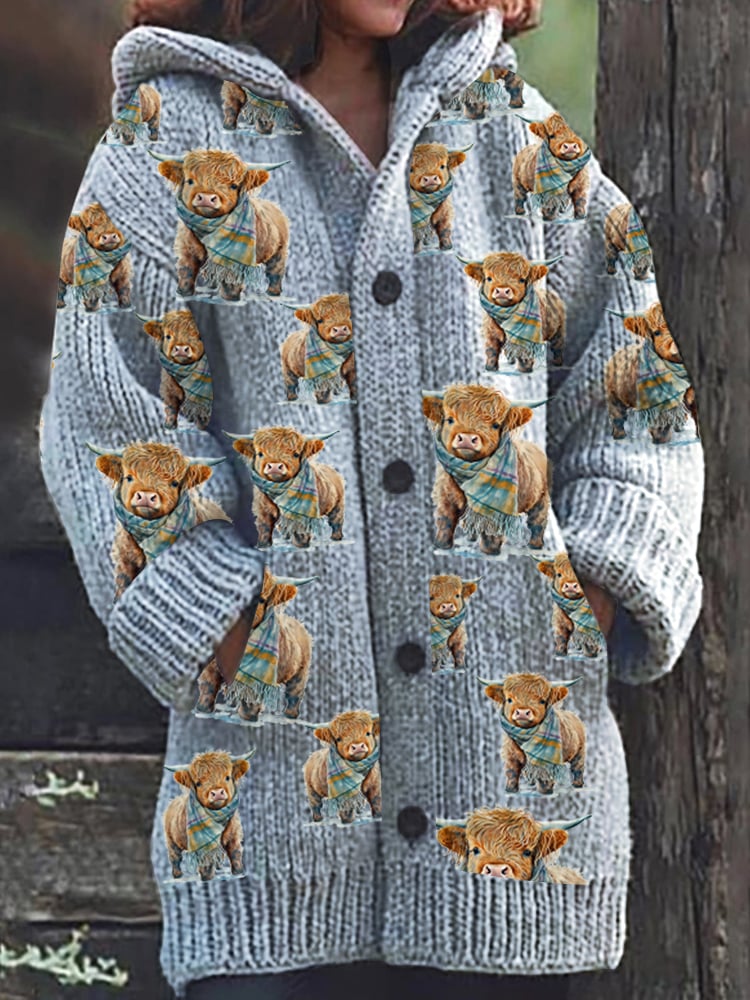 Women's Highland Cow Knitted Jacket