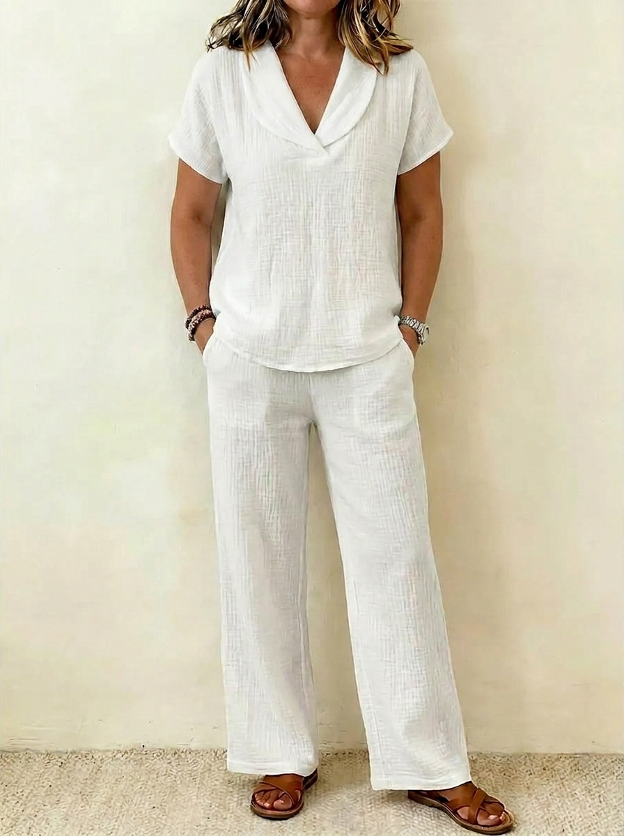 Elegant Cotton Linen Two-Piece Set