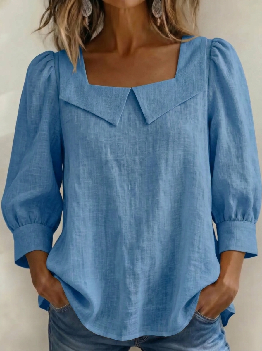 Today 49% off🔥Women’s Cotton Linen Square Neck Puff Sleeve Blouse