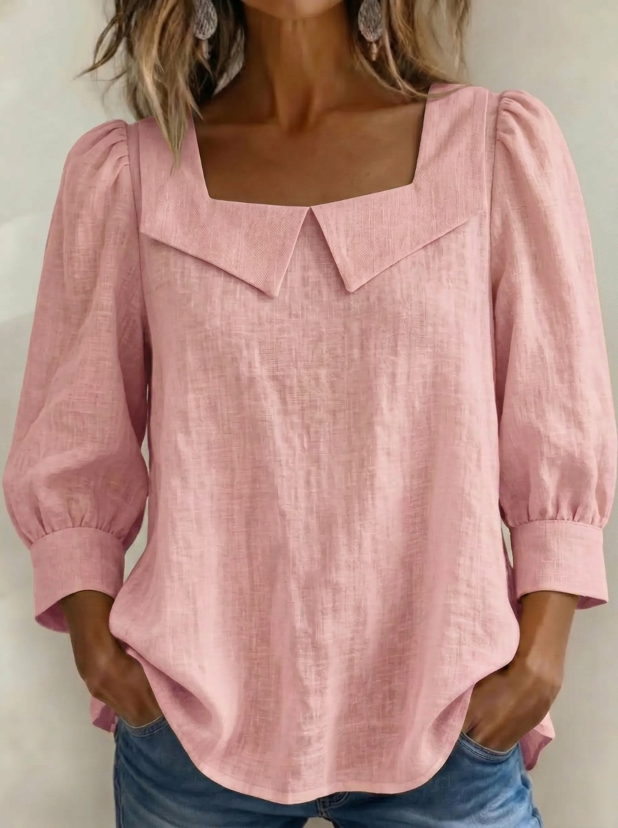 Today 49% off🔥Women’s Cotton Linen Square Neck Puff Sleeve Blouse
