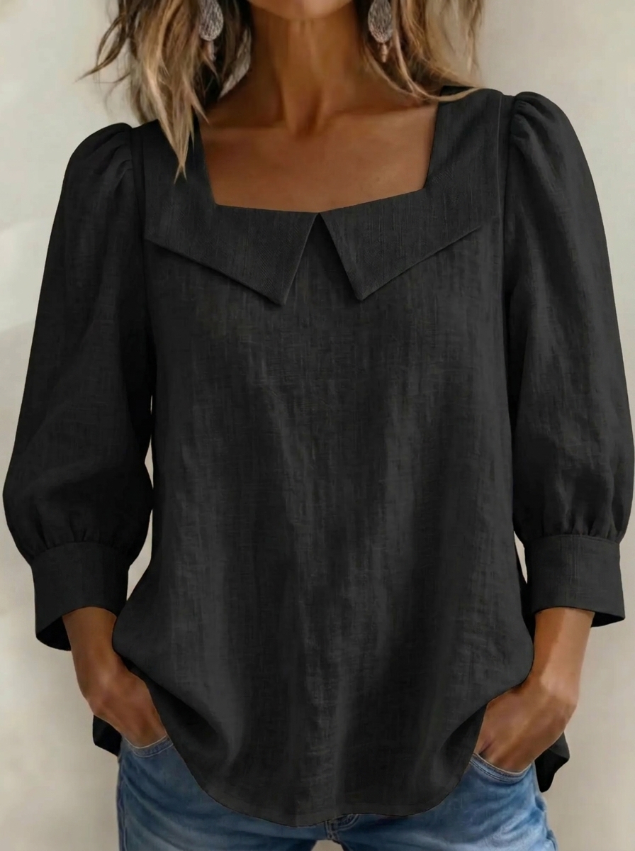 Today 49% off🔥Women’s Cotton Linen Square Neck Puff Sleeve Blouse