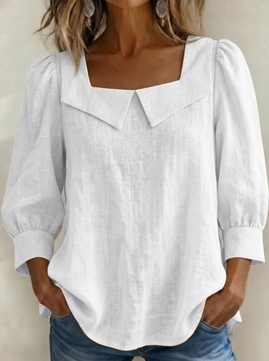 Today 49% off🔥Women’s Cotton Linen Square Neck Puff Sleeve Blouse