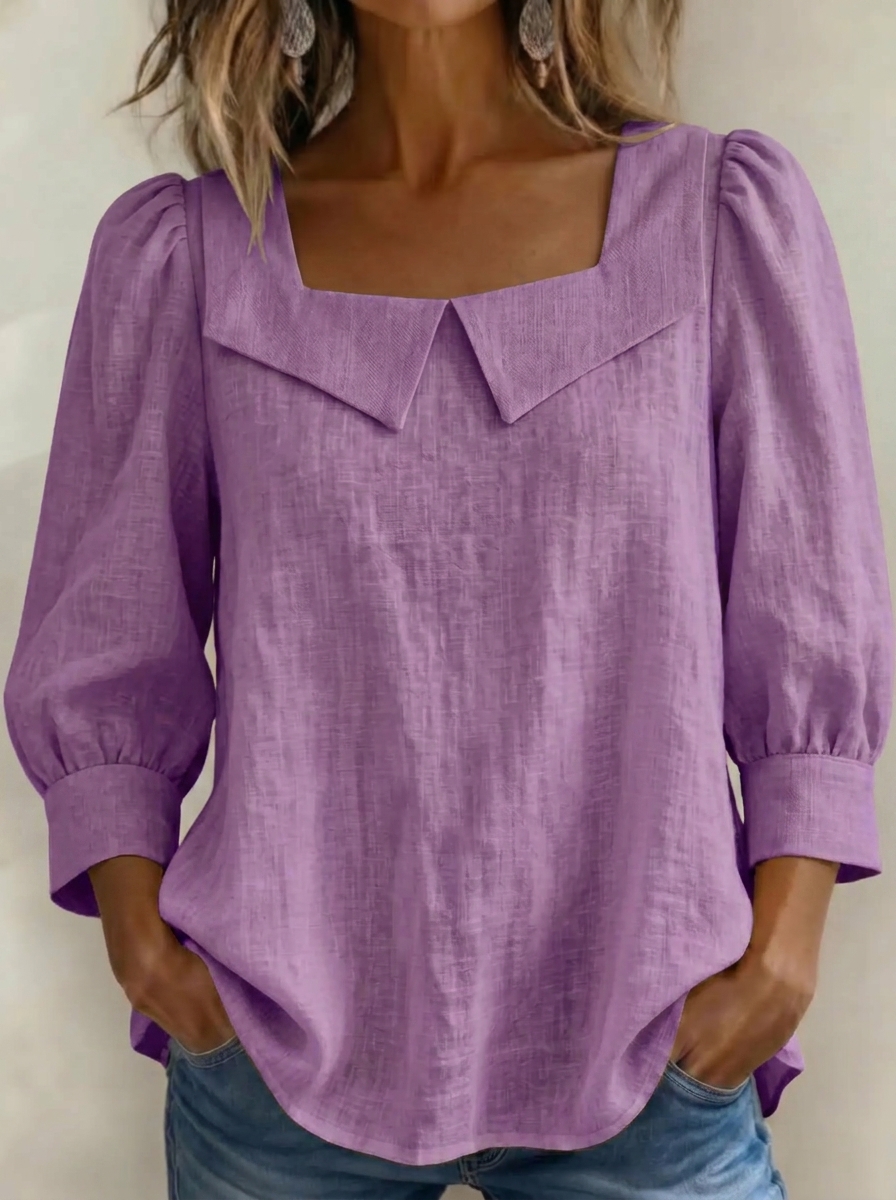 Today 49% off🔥Women’s Cotton Linen Square Neck Puff Sleeve Blouse