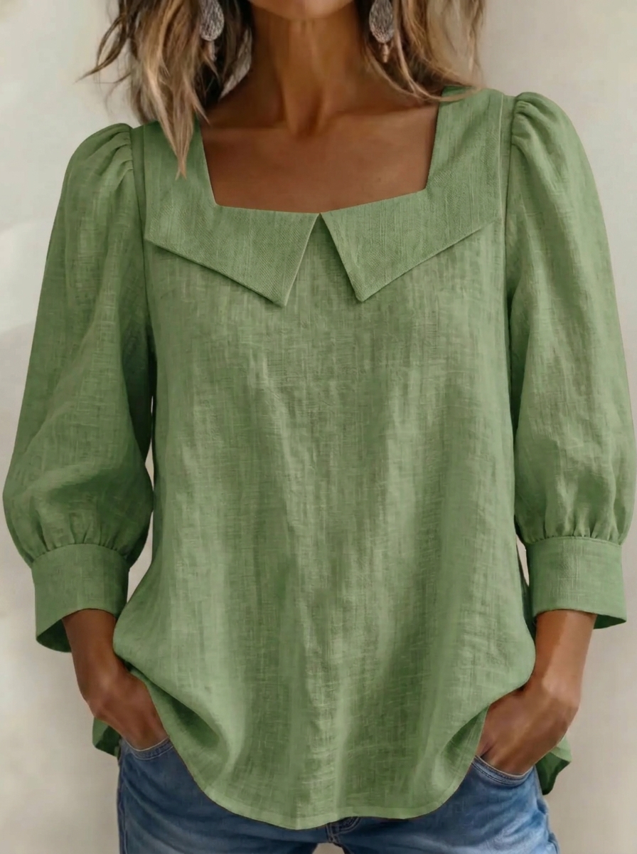 Today 49% off🔥Women’s Cotton Linen Square Neck Puff Sleeve Blouse