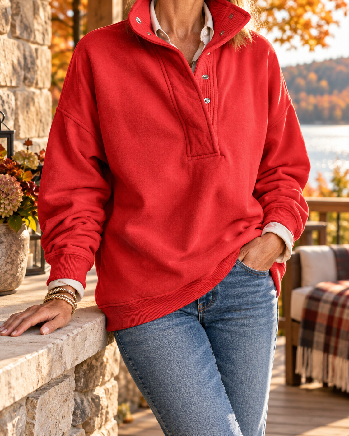 Women's Heritage Snap-Neck Pullover – Relaxed Cozy Layer