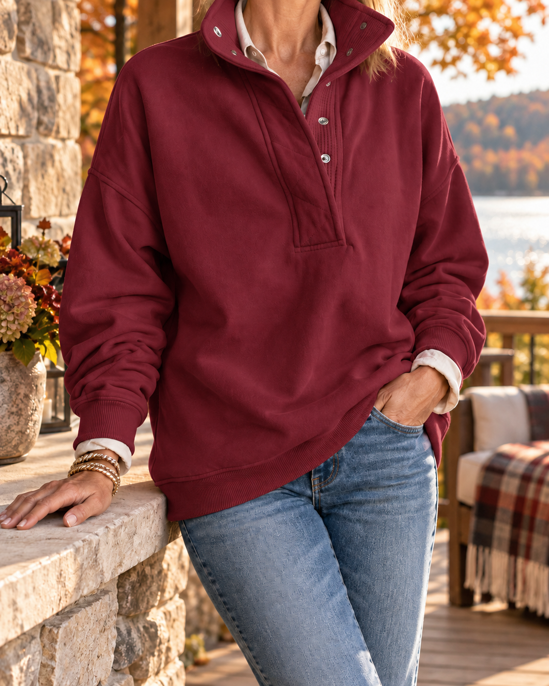 Women's Heritage Snap-Neck Pullover – Relaxed Cozy Layer