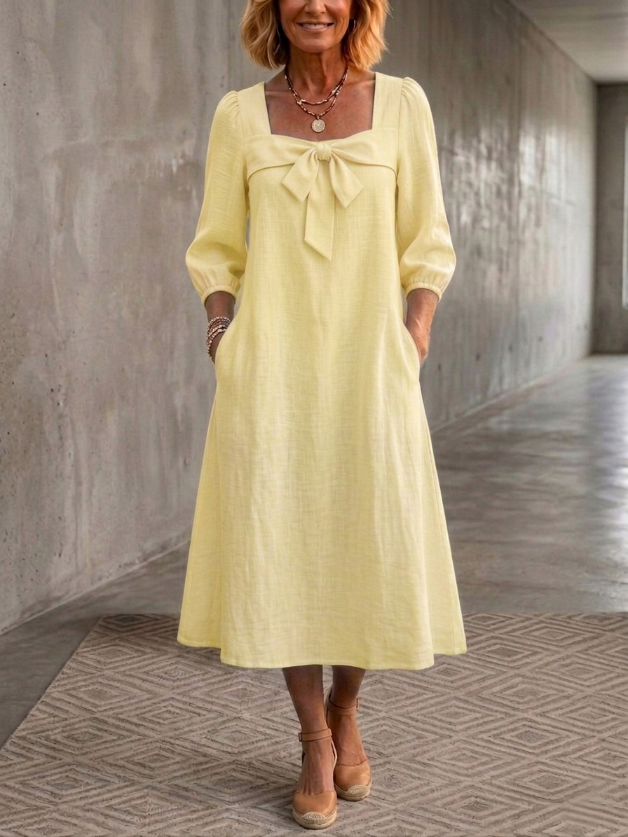 New Arrivals🔥Women's Bow Cotton Linen Dress