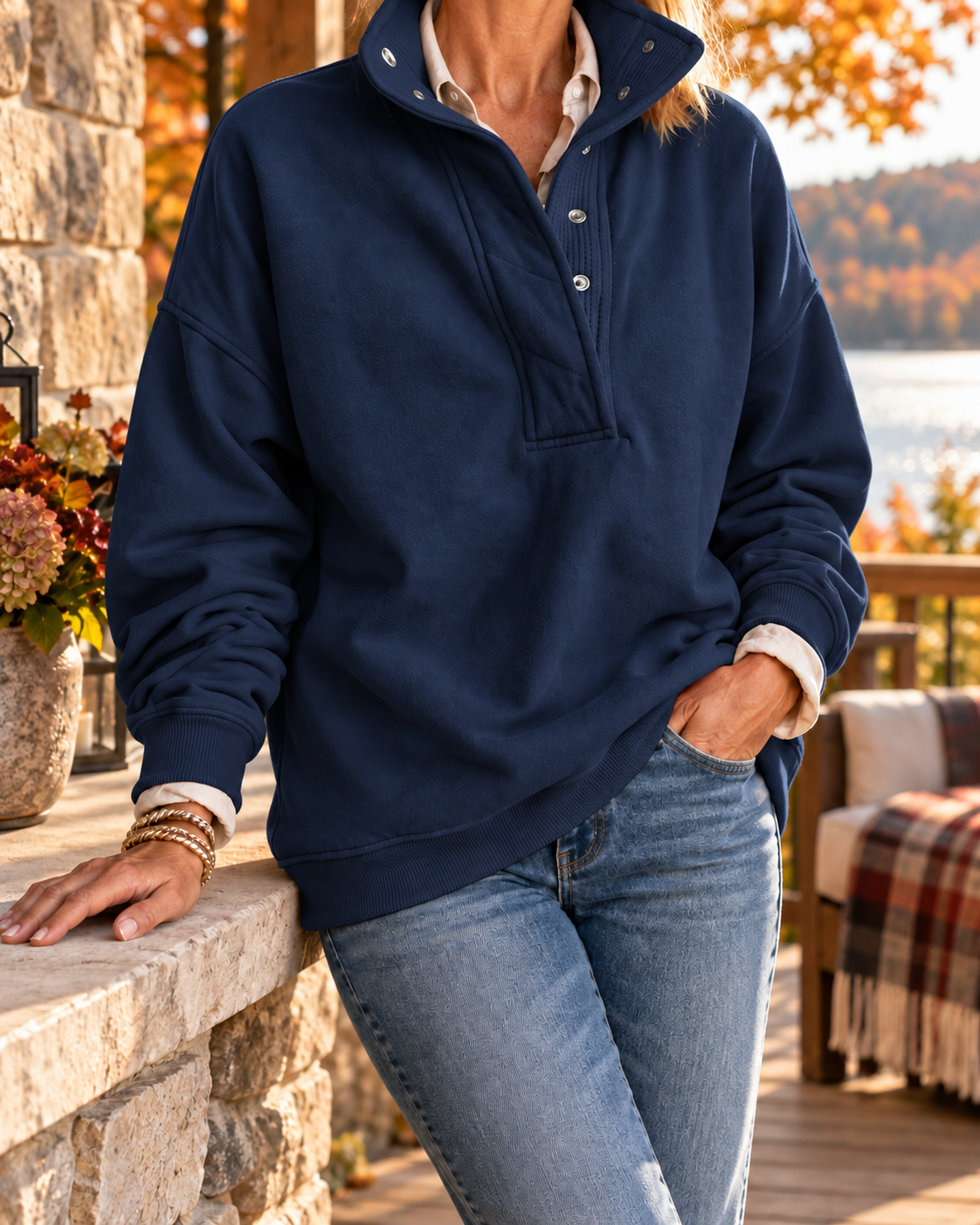Women's Heritage Snap-Neck Pullover – Relaxed Cozy Layer