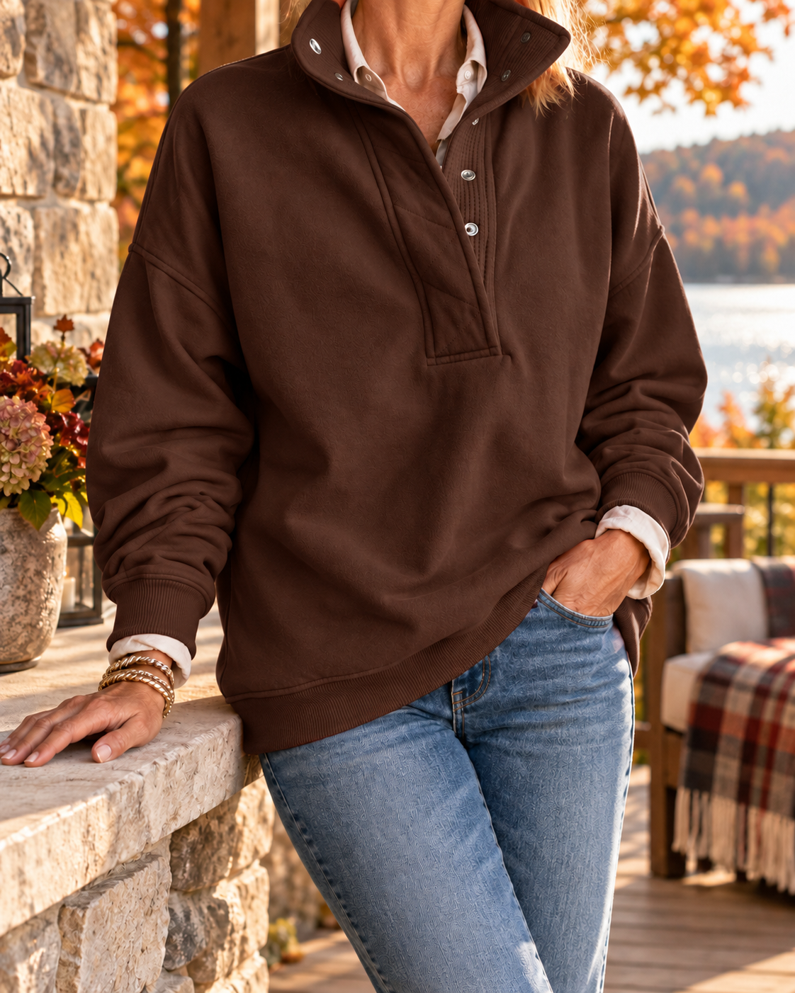 Women's Heritage Snap-Neck Pullover – Relaxed Cozy Layer