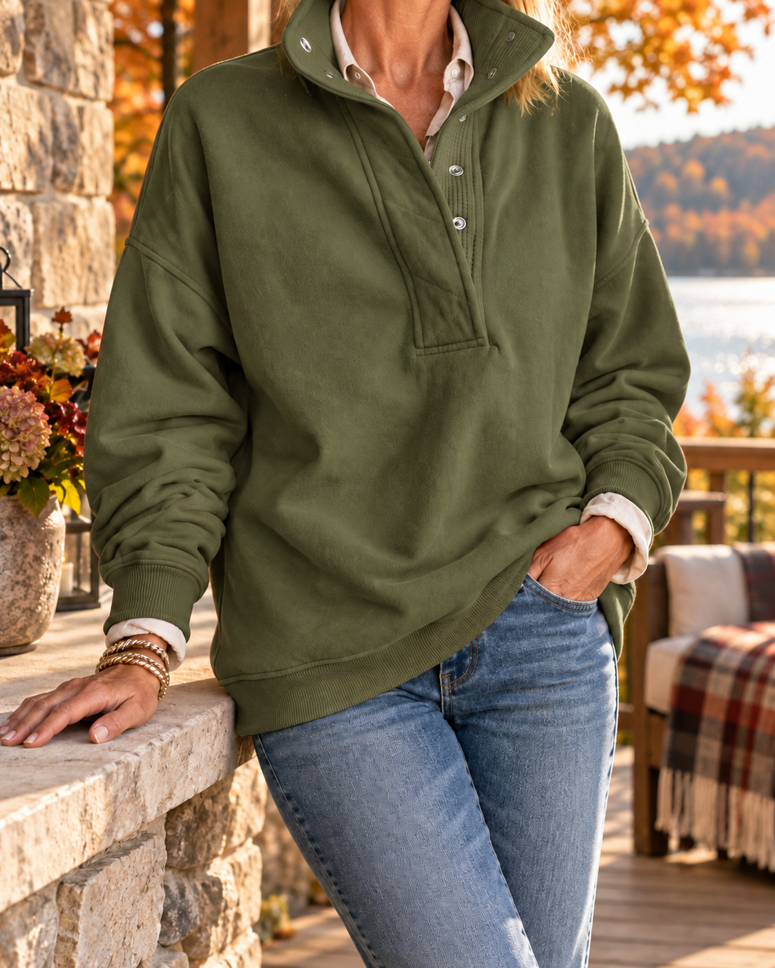Women's Heritage Snap-Neck Pullover – Relaxed Cozy Layer