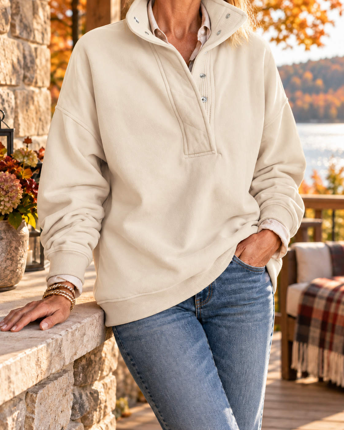 Women's Heritage Snap-Neck Pullover – Relaxed Cozy Layer