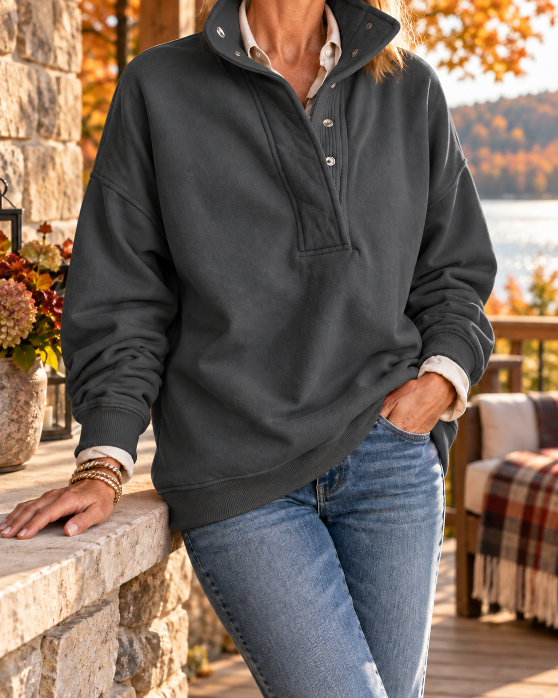 Women's Heritage Snap-Neck Pullover – Relaxed Cozy Layer