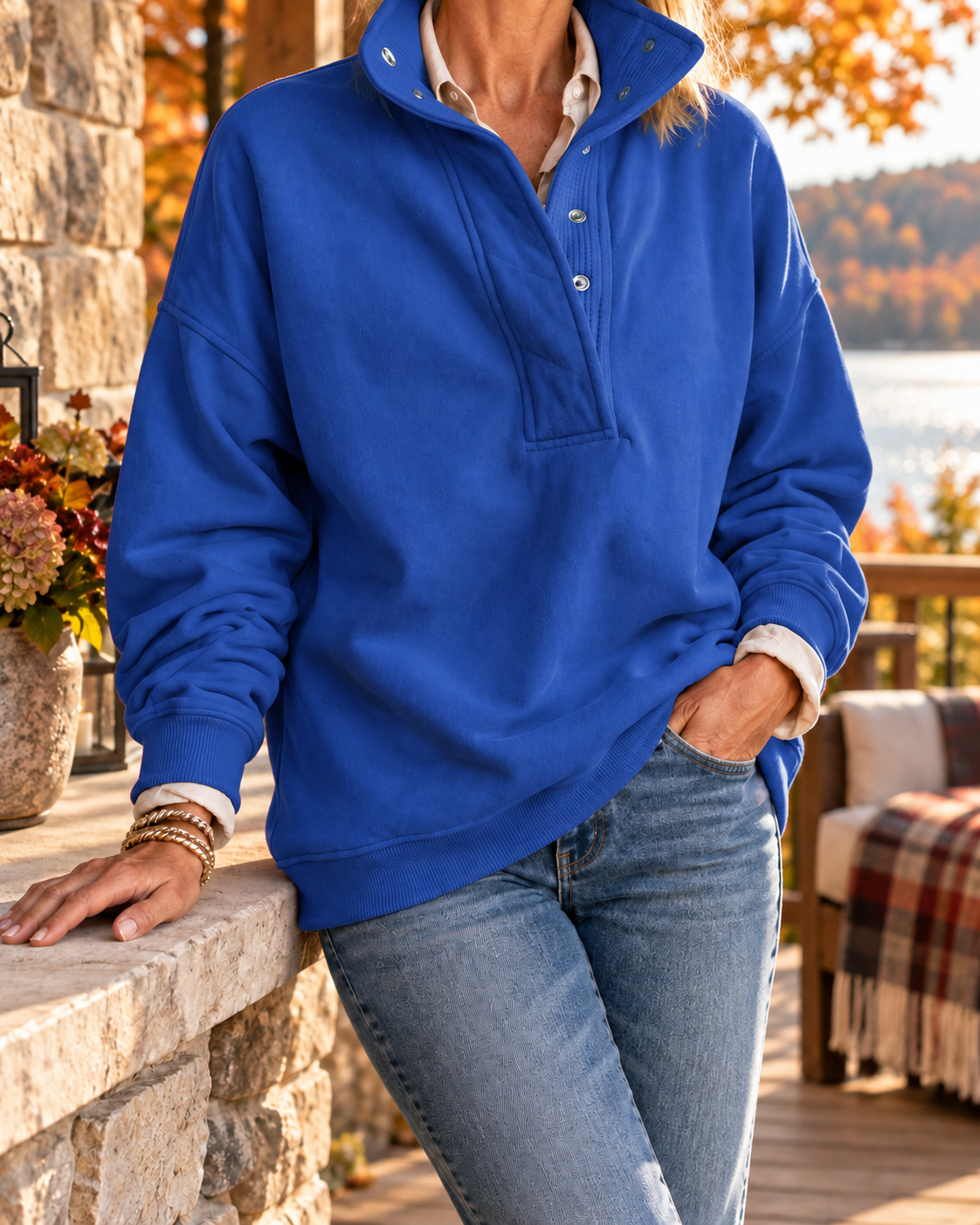 Women's Heritage Snap-Neck Pullover – Relaxed Cozy Layer