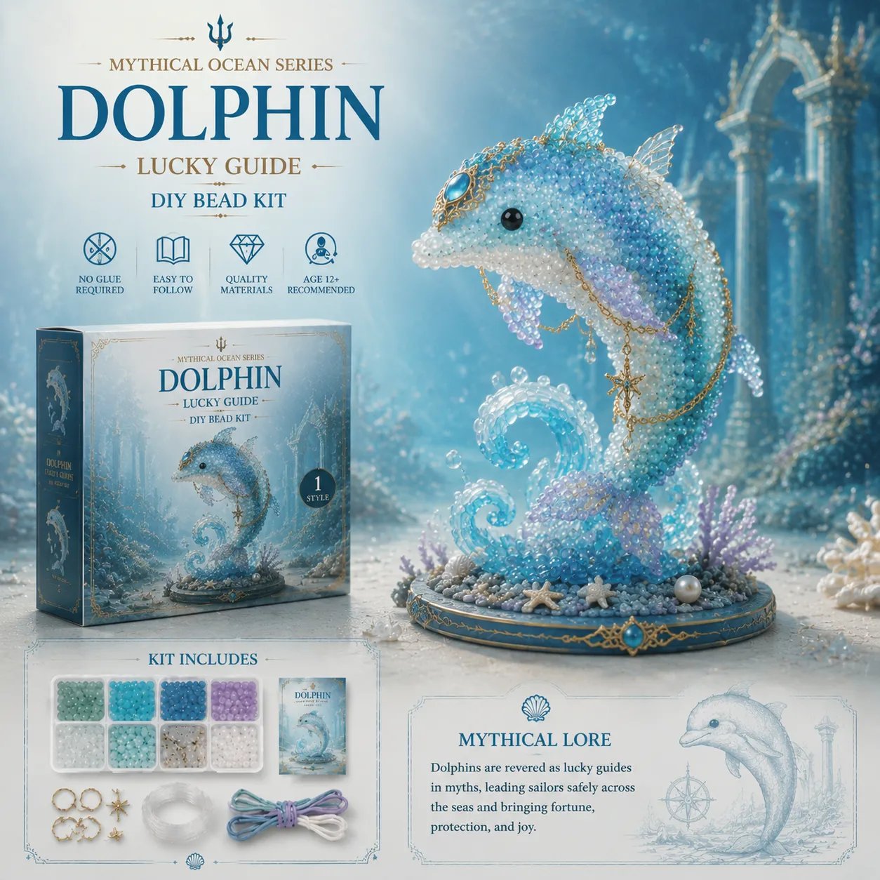 🔥49% Off Last Dayv - 🌊Mythical Ocean DIY Bead Kit | 3D Sea Creature Craft Set – 12 Designs, Beginner Friendly