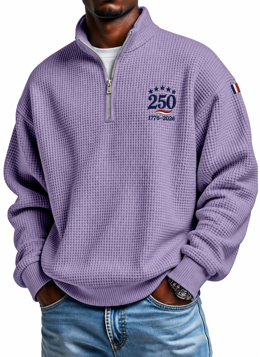Men's USA 250 waffle half-zip pullover in Lavender