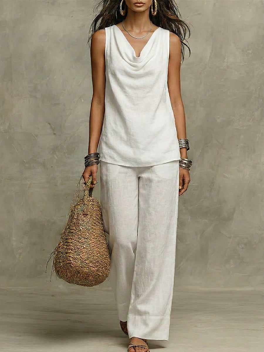 Minimal Linen-Blend Two-Piece Set