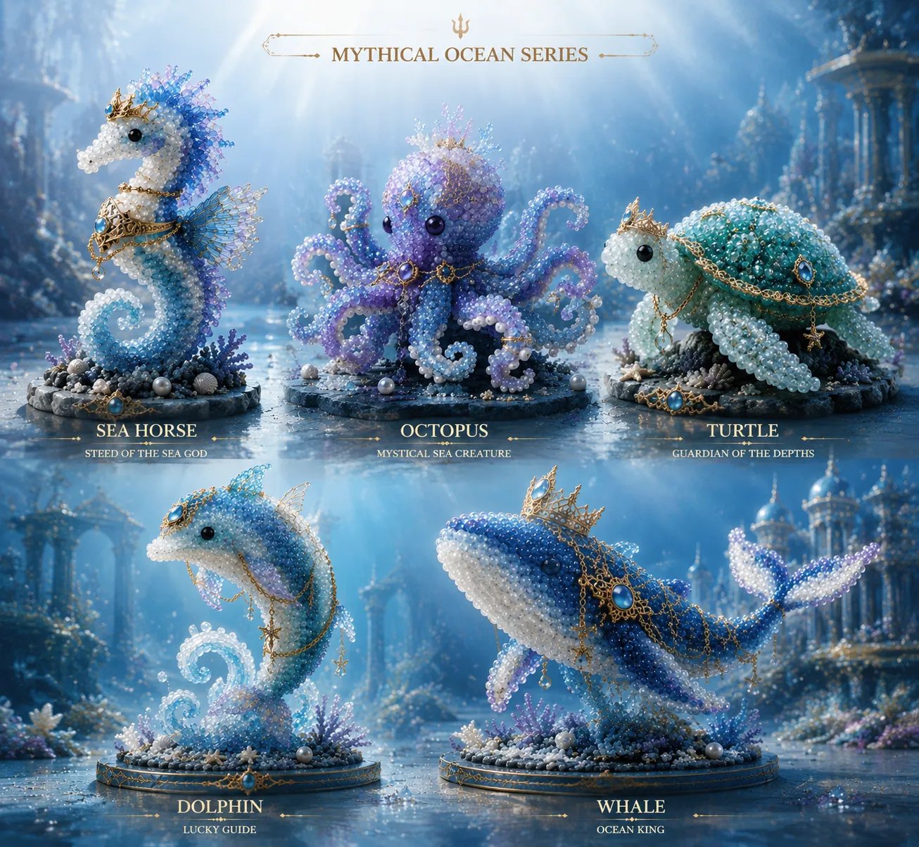 🔥49% Off Last Dayv - 🌊Mythical Ocean DIY Bead Kit | 3D Sea Creature Craft Set – 12 Designs, Beginner Friendly