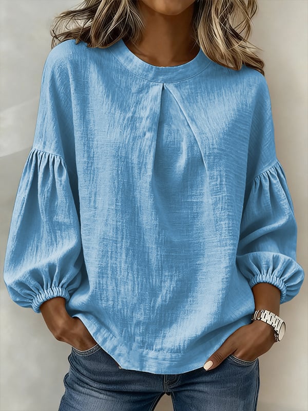 Women's Solid-color Casual Cotton-linen Shirt