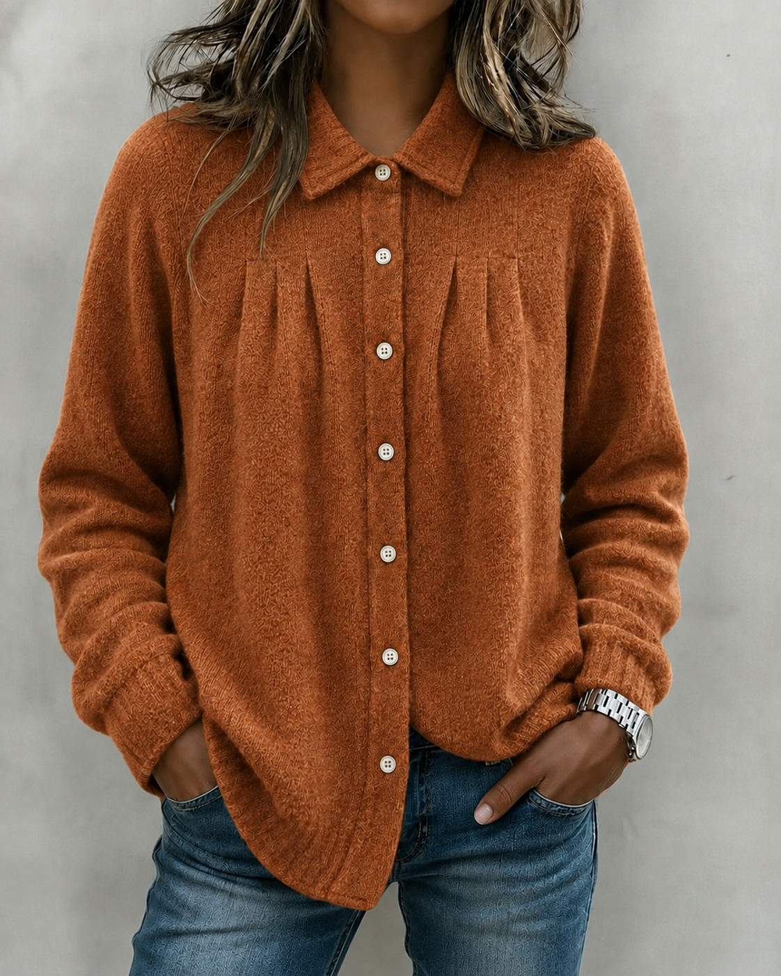 New Arrival🔥 Soft Textured Button Knit Shirt Jacket