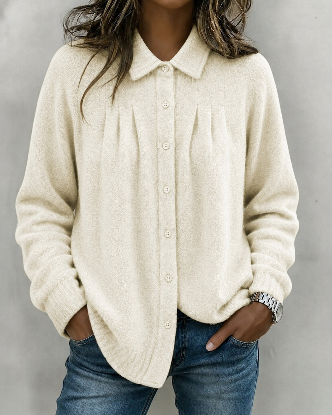 New Arrival🔥 Soft Textured Button Knit Shirt Jacket