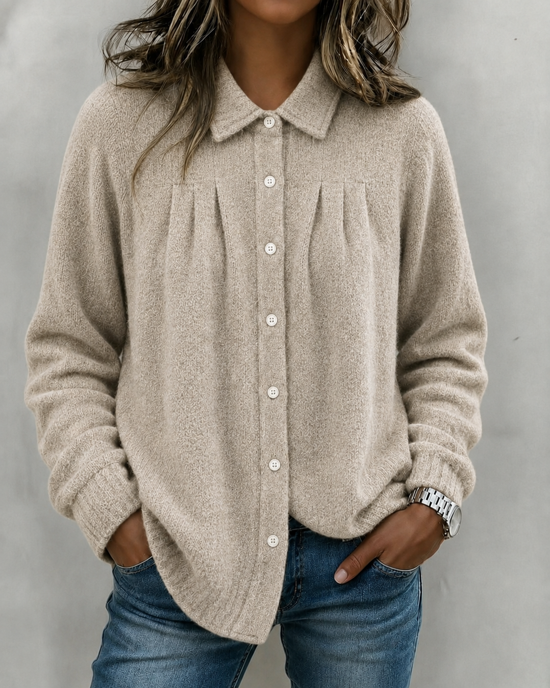 New Arrival🔥 Soft Textured Button Knit Shirt Jacket