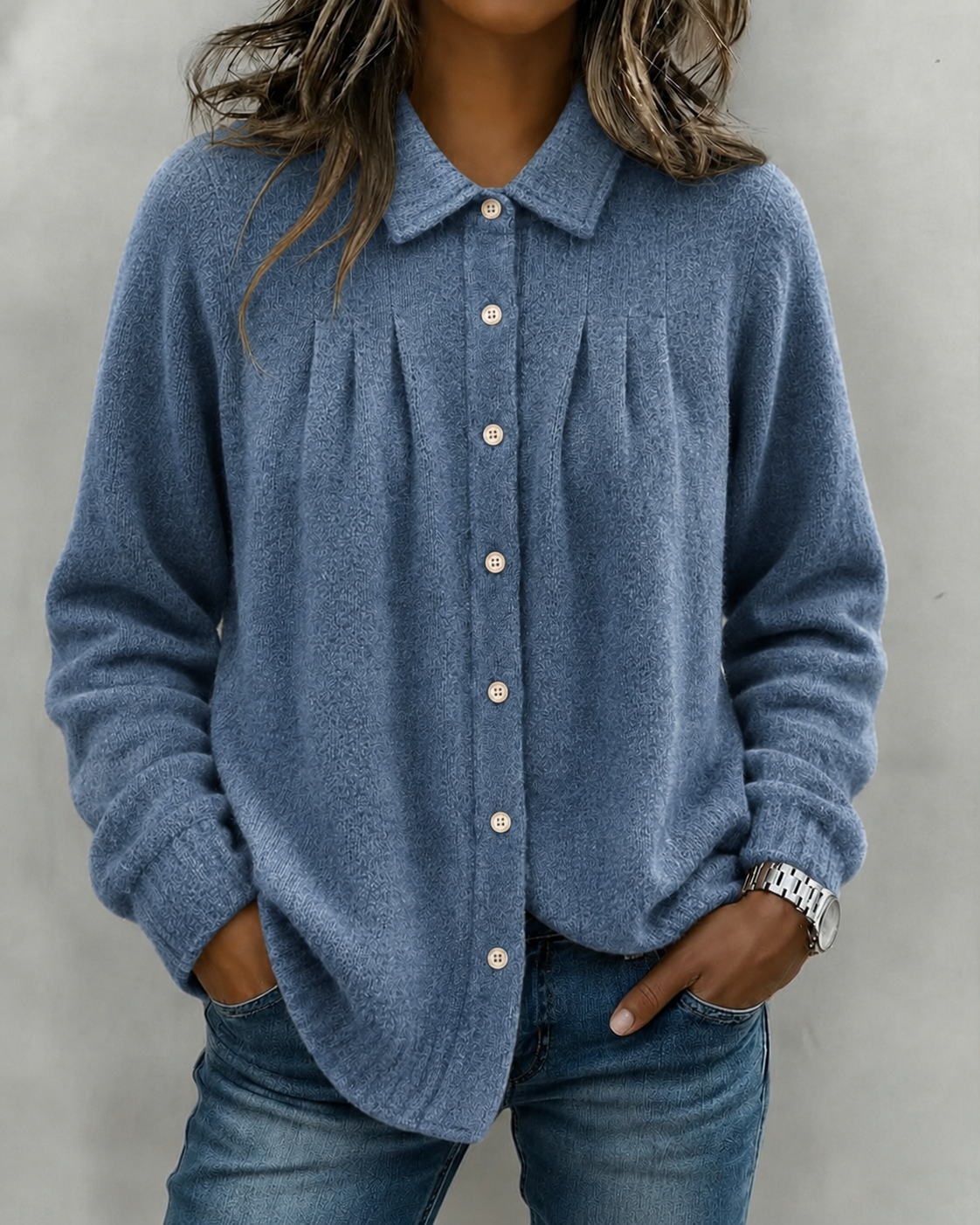 New Arrival🔥 Soft Textured Button Knit Shirt Jacket