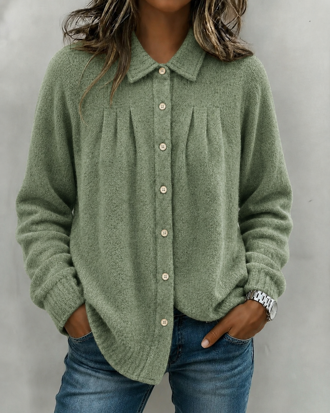 New Arrival🔥 Soft Textured Button Knit Shirt Jacket