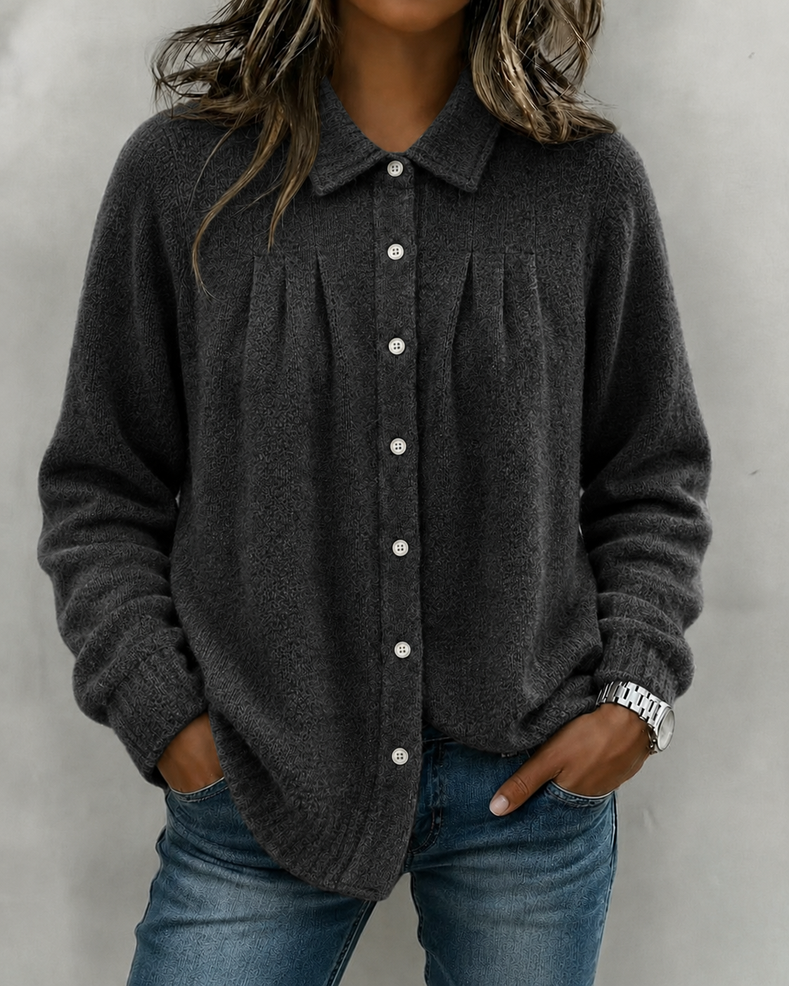 New Arrival🔥 Soft Textured Button Knit Shirt Jacket
