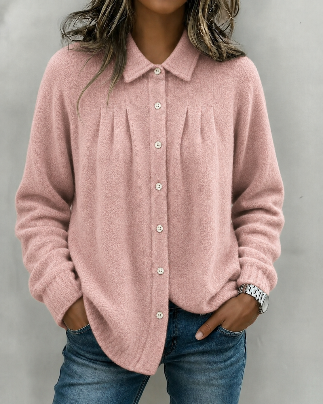 New Arrival🔥 Soft Textured Button Knit Shirt Jacket