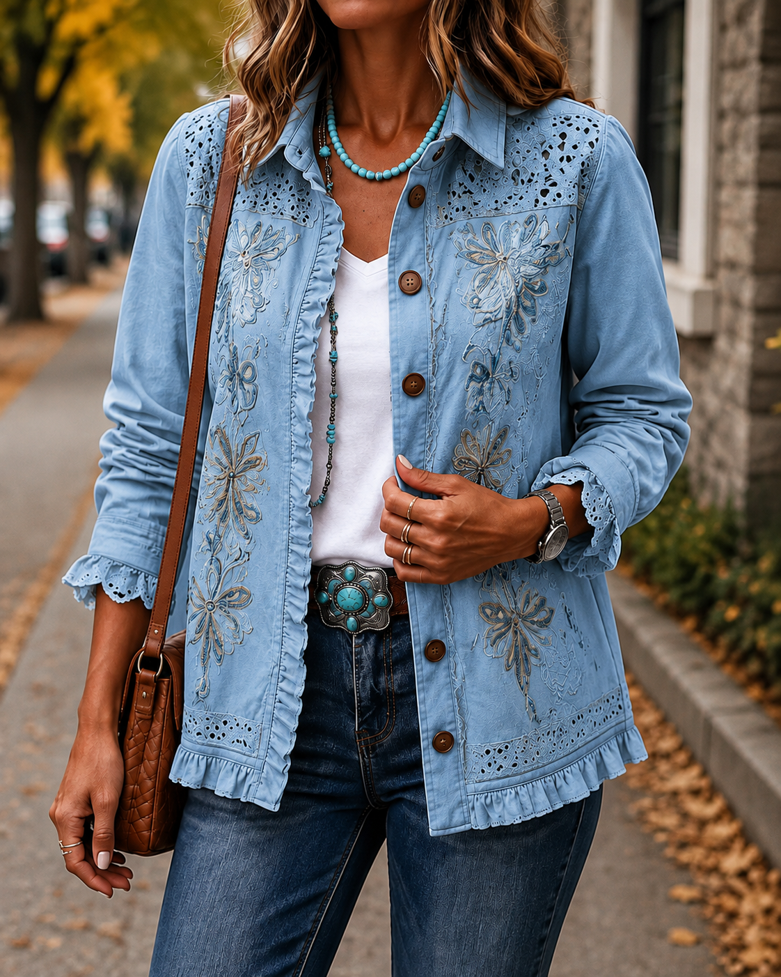 New Arrival🔥 Vintage Floral Embroidered Ruffle Shirt Jacket