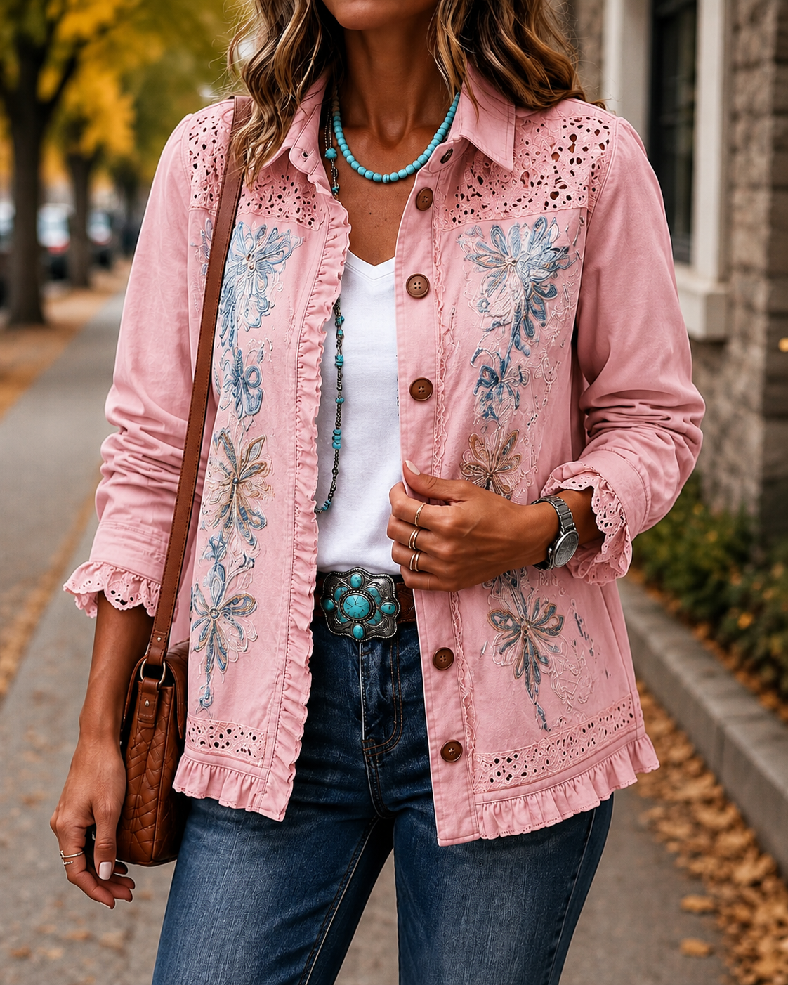 New Arrival🔥 Vintage Floral Embroidered Ruffle Shirt Jacket