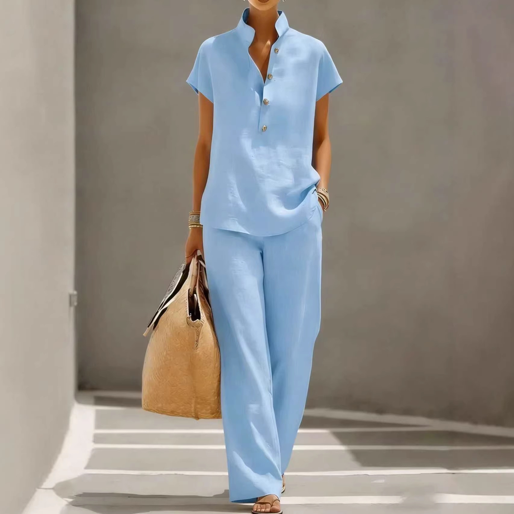 Relaxed Linen Blend Two-Piece Set