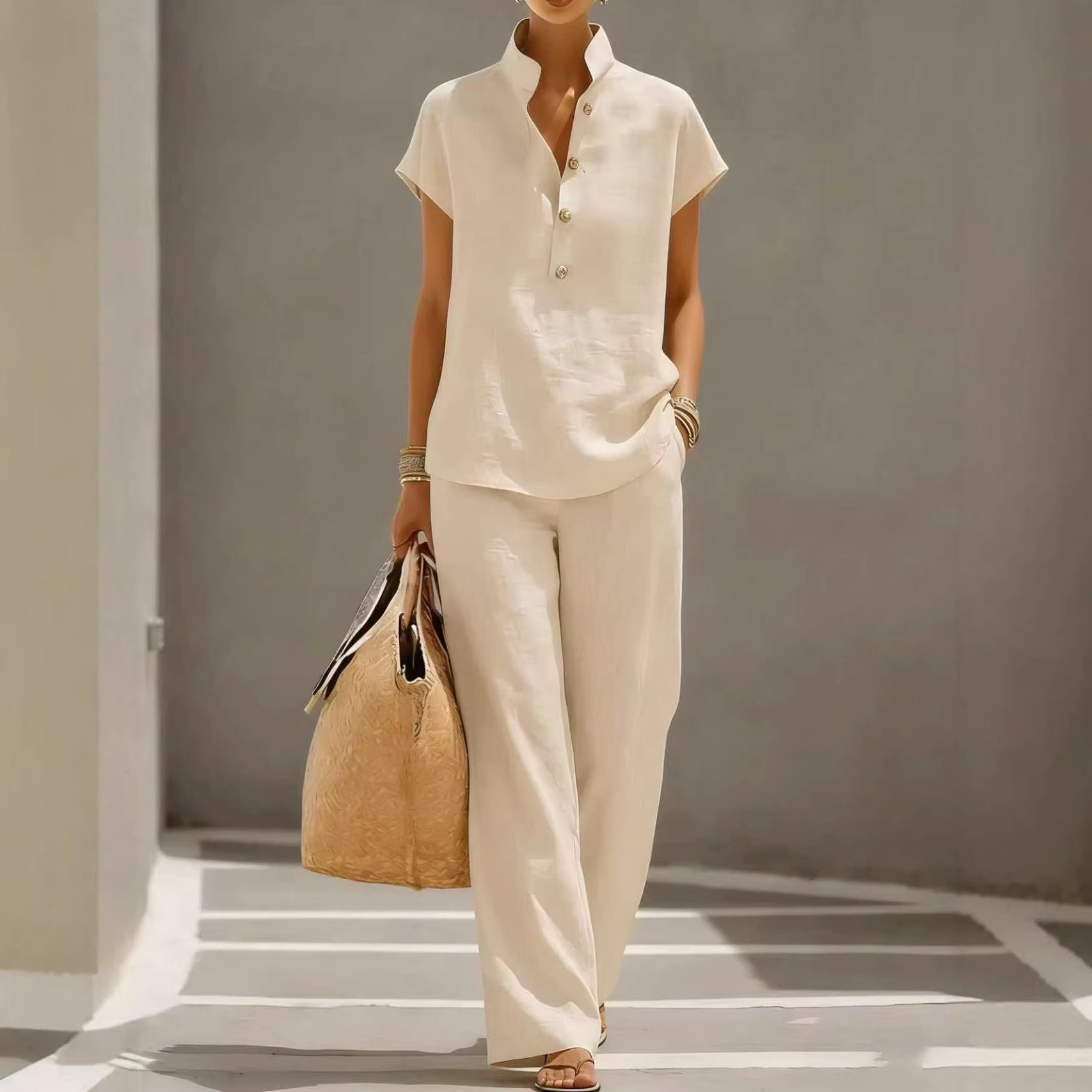 Relaxed Linen Blend Two-Piece Set