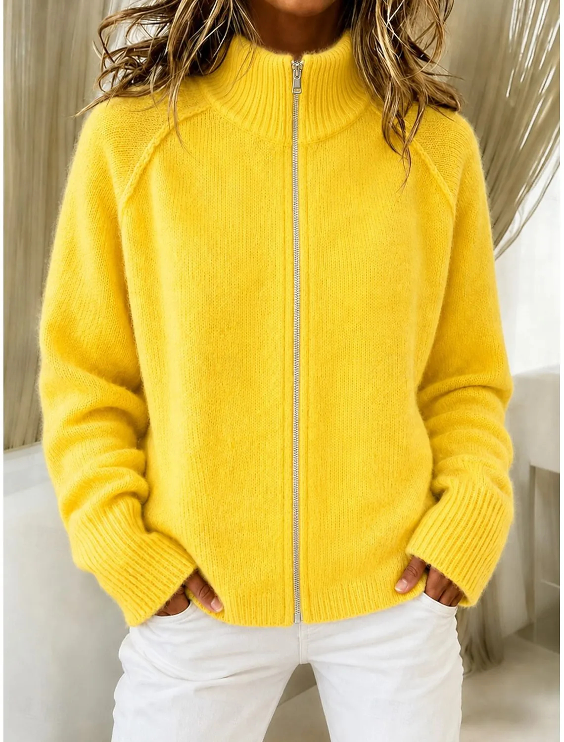 New Arrival🔥 Women’s Zip Front Mock Neck Knit Cardigan