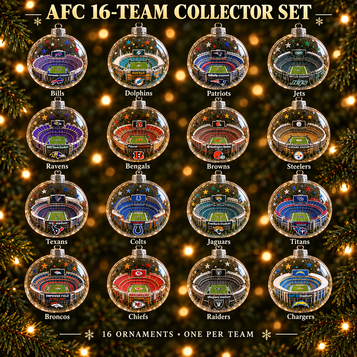 🏈 32-Team Football Stadium Light-Up Ornament