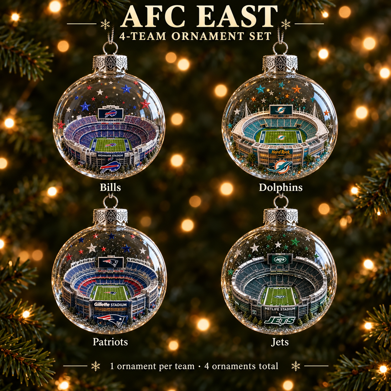 🏈 32-Team Football Stadium Light-Up Ornament