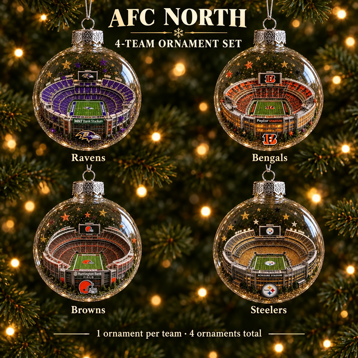🏈 32-Team Football Stadium Light-Up Ornament