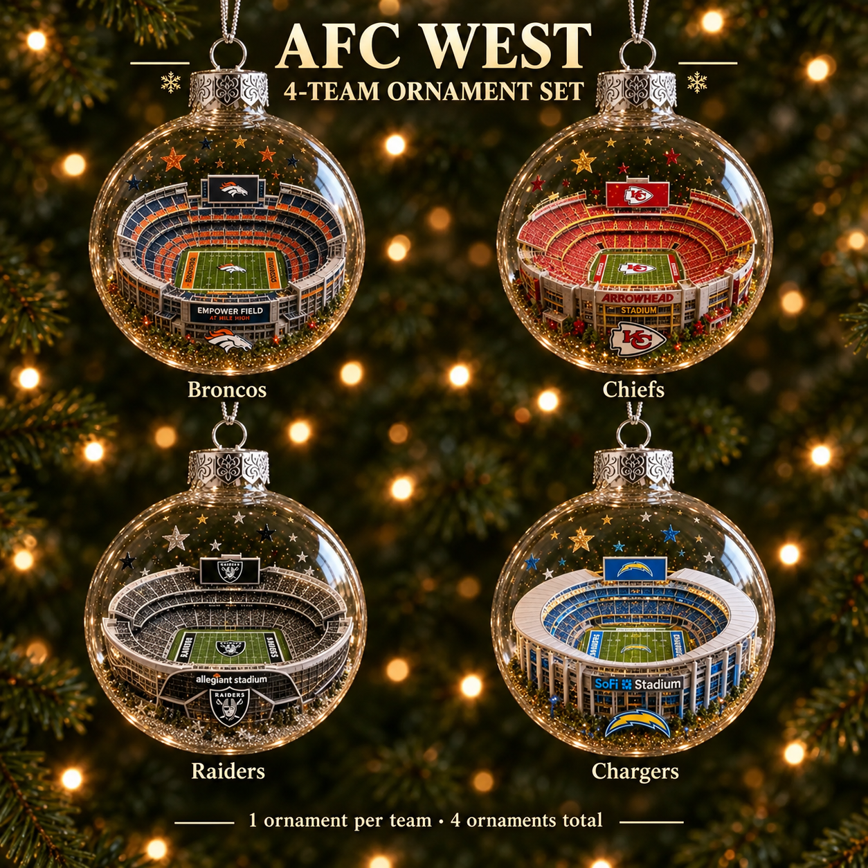 🏈 32-Team Football Stadium Light-Up Ornament