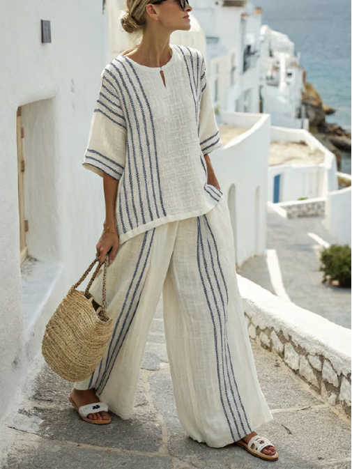 Striped Linen Relaxed Two-Piece Set