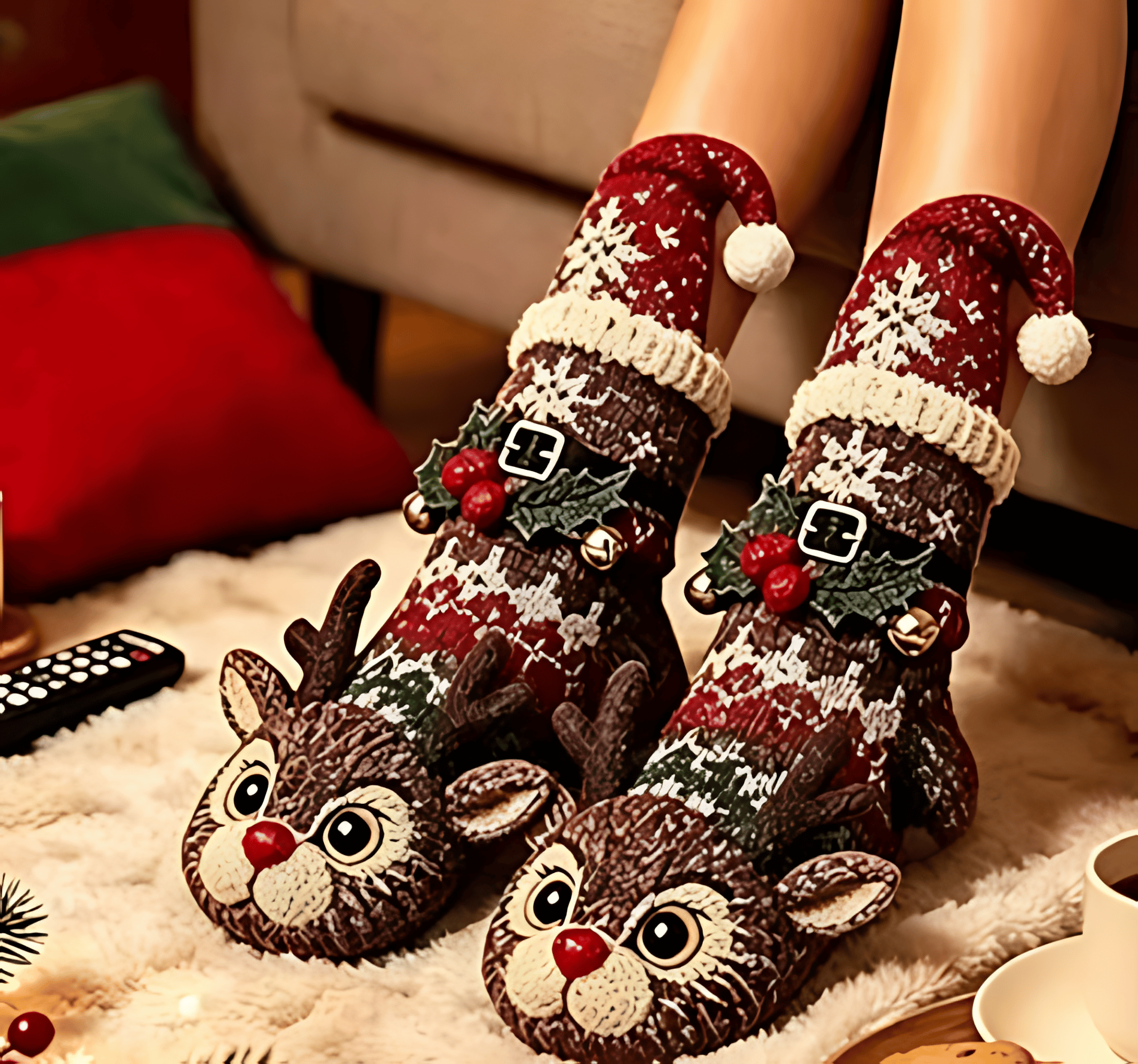 3D Knit Christmas Animal Slipper Socks | Cute Festive Soft Warm Indoor Socks