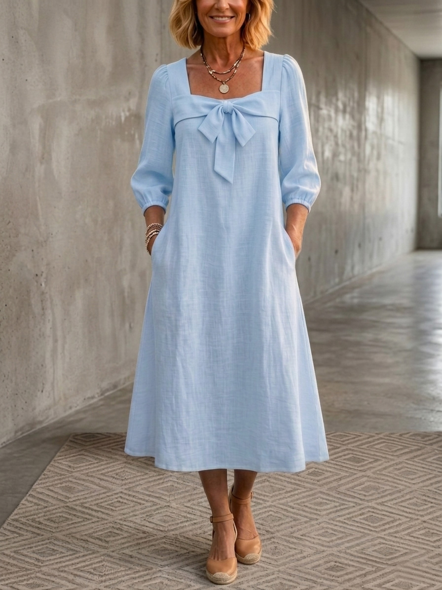 New Arrivals🔥Women's Bow Cotton Linen Dress