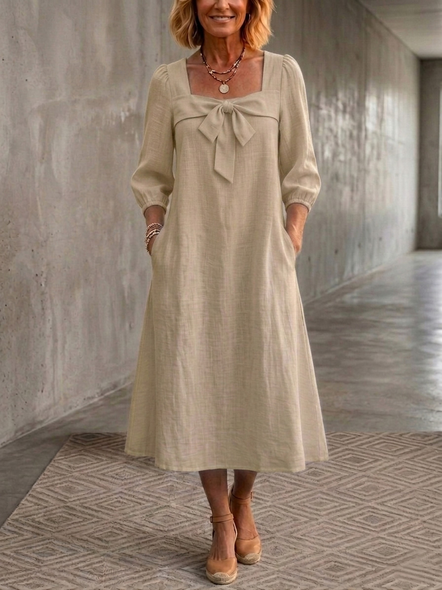 New Arrivals🔥Women's Bow Cotton Linen Dress