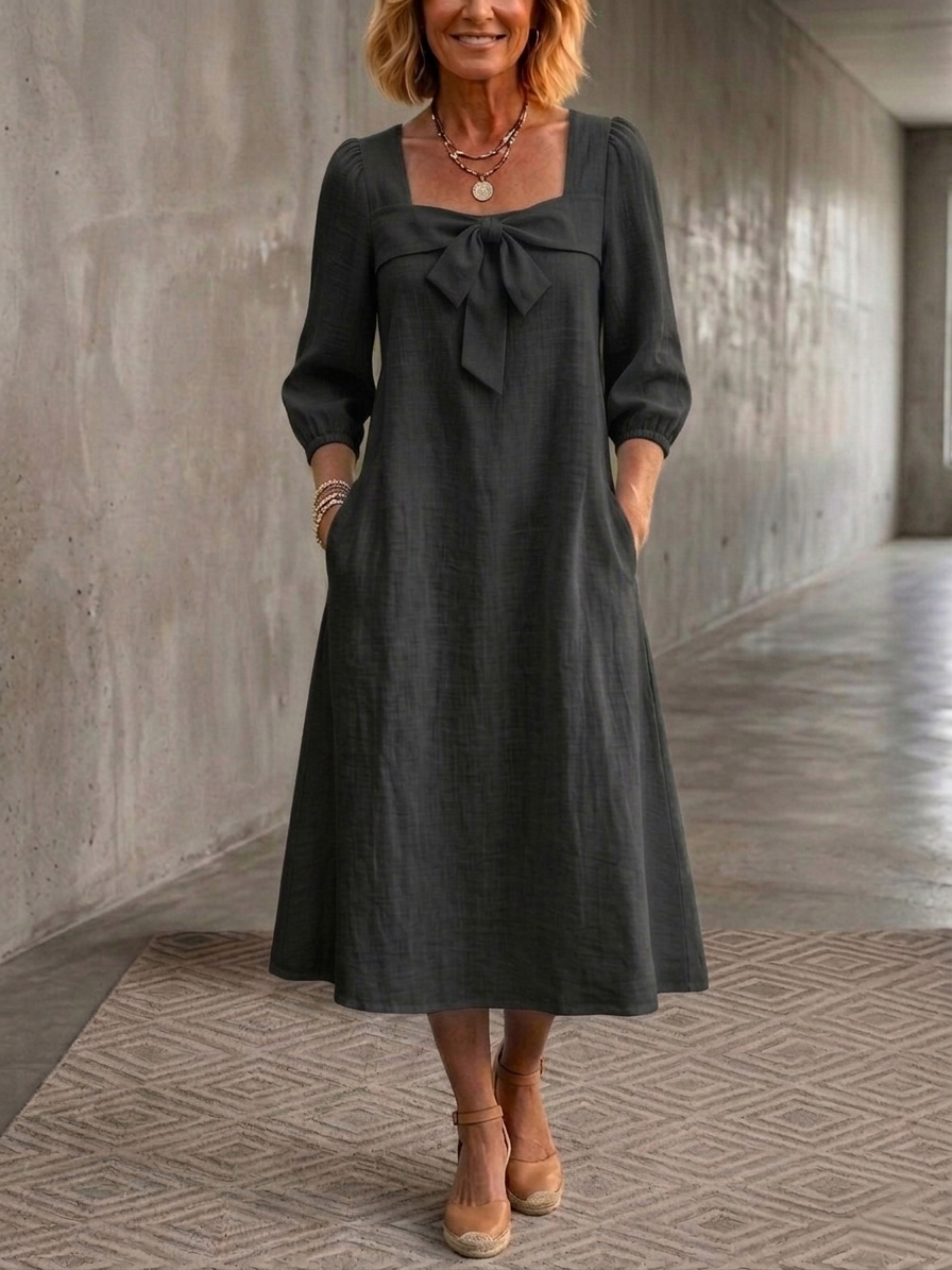 New Arrivals🔥Women's Bow Cotton Linen Dress