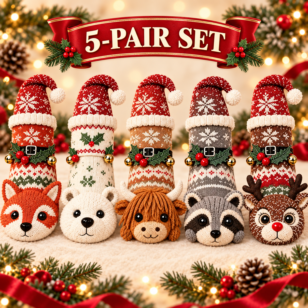 3D Knit Christmas Animal Slipper Socks | Cute Festive Soft Warm Indoor Socks