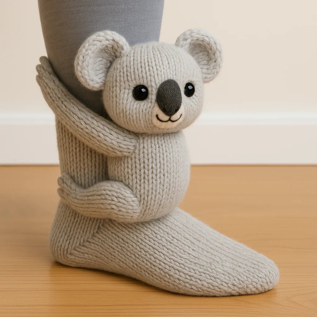 Cozy 3D animal socks — Koala